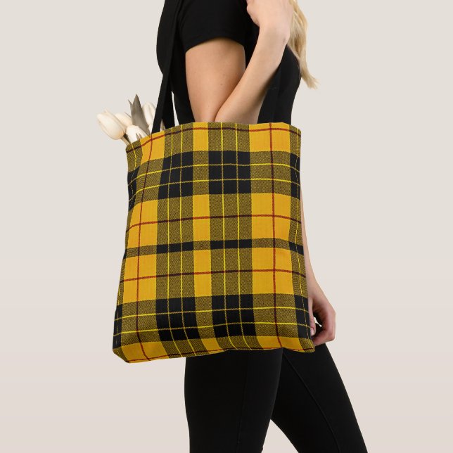 Clan MacLeod of Lewis Yellow Black Scottish Tartan Tote Bag (Close Up)