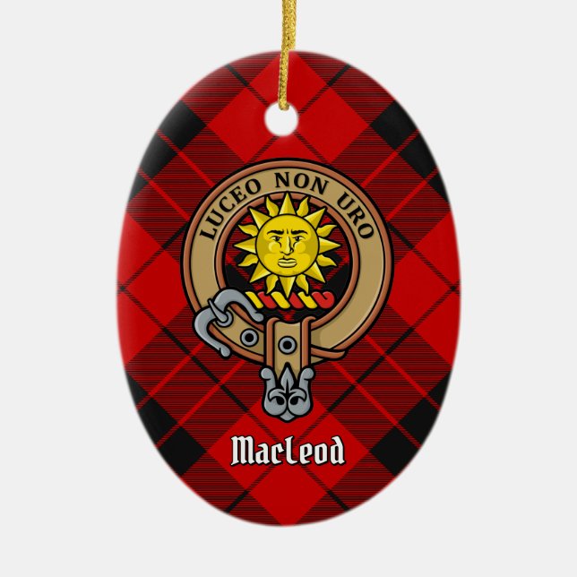 Clan MacLeod of Raasay Crest Ceramic Tree Decoration (Front)
