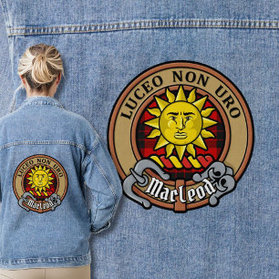Clan MacLeod of Raasay Crest over Red Tartan Denim Jacket