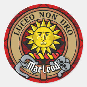 Clan MacLeod of Raasay Crest over Tartan Classic Round Sticker