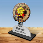 Clan MacLeod of Raasay Crest over Tartan Cutout Standing Photo Sculpture<br><div class="desc">Clan MacLeod of Raasay crest badge surrounded by a strap and buckle over tartan background. Custom text.</div>