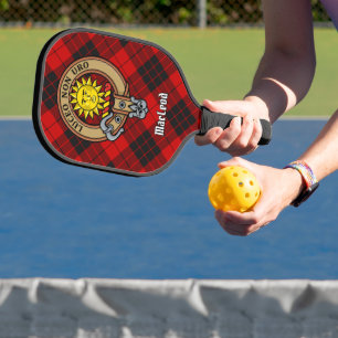 Clan MacLeod of Raasay Crest over Tartan Keychain Pickleball Paddle