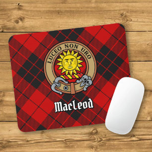 Clan MacLeod of Raasay Crest over Tartan Mouse Mat