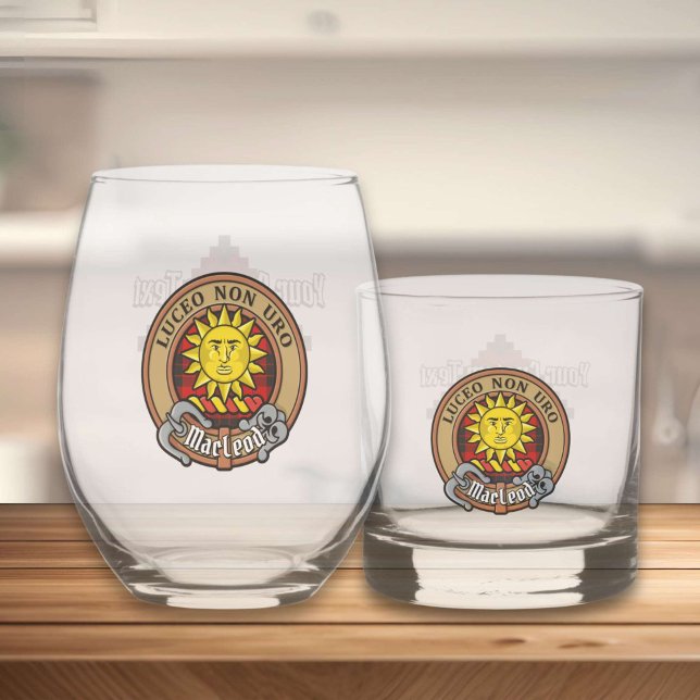 Clan MacLeod of Raasay Crest over Tartan Whiskey Glass (Creator Uploaded)