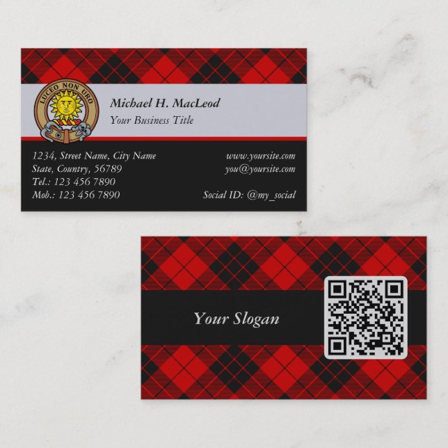 Clan Macleod of Raasay Tartan Business Card (Front/Back)