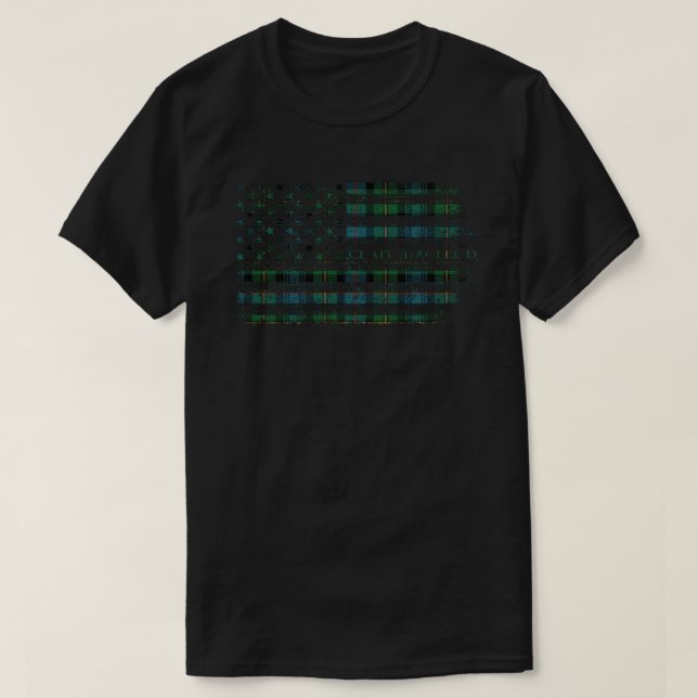 Clan MacLeod of Skye Scottish tartan US flag kilt  T-Shirt (Design Front)