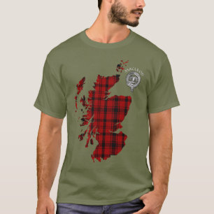 Clan MacLeod Red & Black Tartan Map & Crest T-Shirt