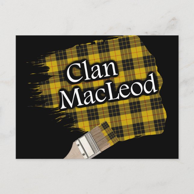 Clan MacLeod Scottish Tartan Paint Brush Postcard (Front)