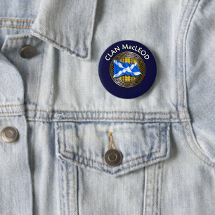 Clan MacLeod Tartan Knot & Flag 6 Cm Round Badge