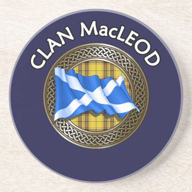 Clan MacLeod Tartan Knot & Flag Coaster (Front)