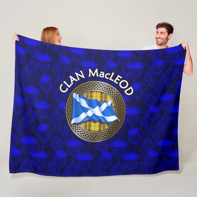 Clan MacLeod Tartan Knot & Flag Fleece Blanket (In Situ)
