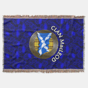 Clan MacLeod Tartan Knot & Flag Throw Blanket