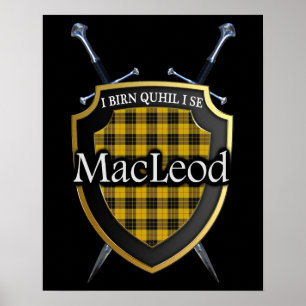 Clan MacLeod Tartan Scottish Shield & Swords Poster