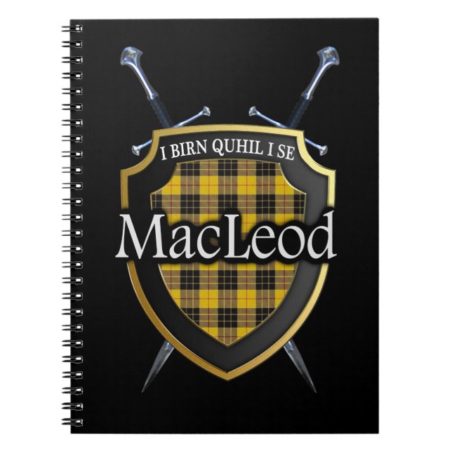 Clan MacLeod Tartan Shield & Swords Notebook (Front)