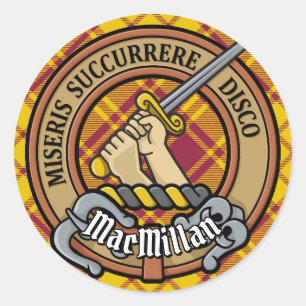 Clan MacMillan Crest over Dress Tartan Classic Round Sticker