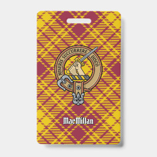 Clan MacMillan Crest over Dress Tartan ID Badge