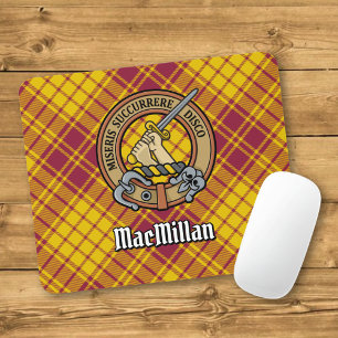 Clan MacMillan Crest over Dress Tartan Mouse Mat