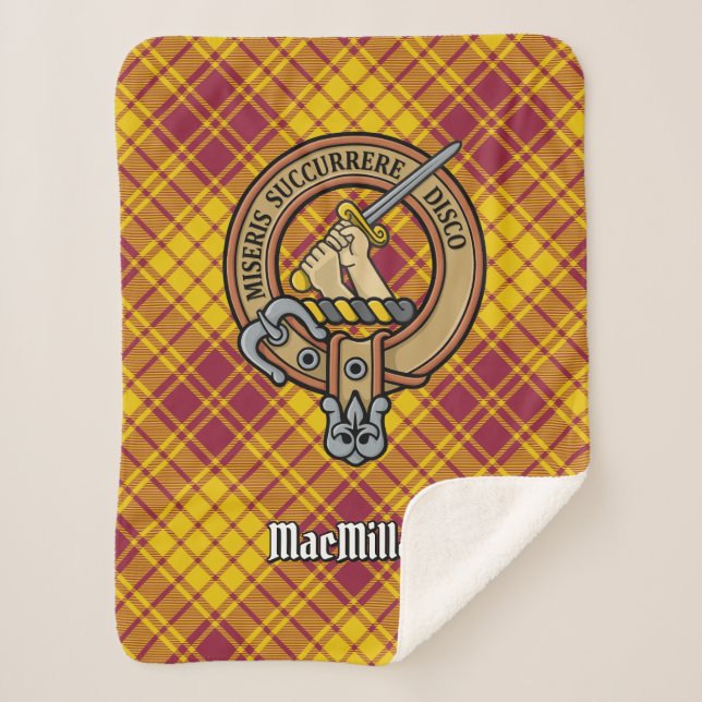 Clan MacMillan Crest over Dress Tartan Sherpa Blanket (Front)
