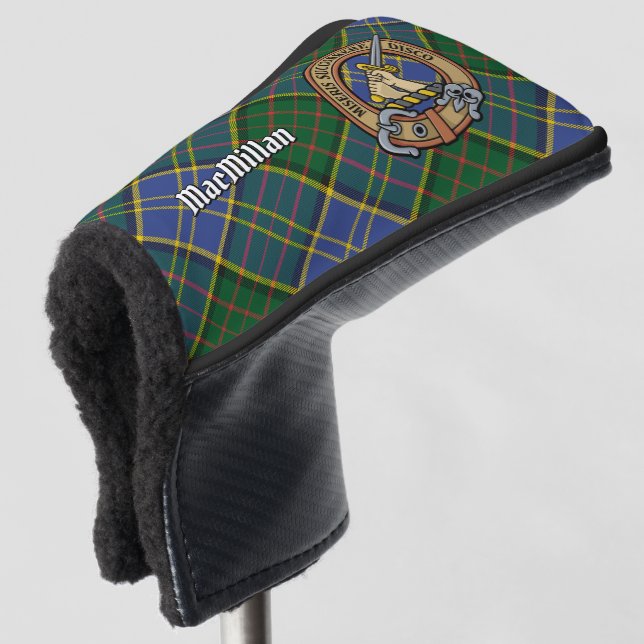 Clan MacMillan Crest over Hunting Tartan Golf Head Cover (3/4 Front)