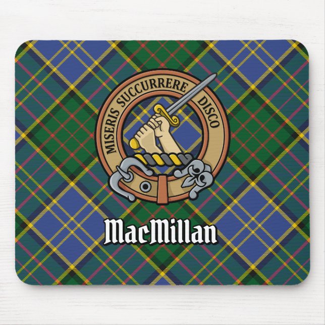 Clan MacMillan Crest over Hunting Tartan Mouse Mat (Front)