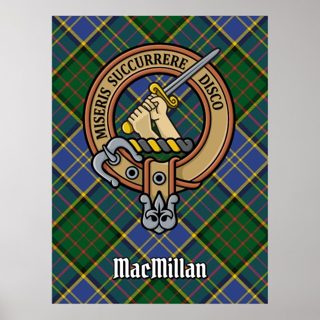 Clan MacMillan Crest over Hunting Tartan Poster (Front)