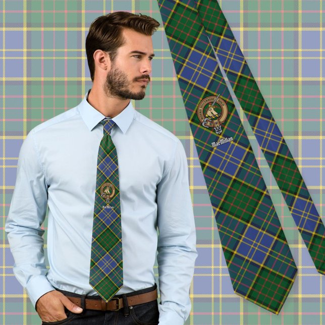 Clan MacMillan Crest over Hunting Tartan Tie (Creator Uploaded)