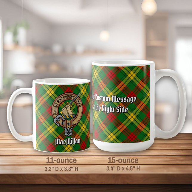 Clan MacMillan Crest over Tartan Coffee Mug (Creator Uploaded)