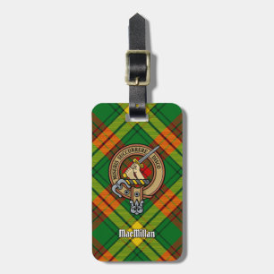 Clan MacMillan Crest over Tartan Luggage Tag