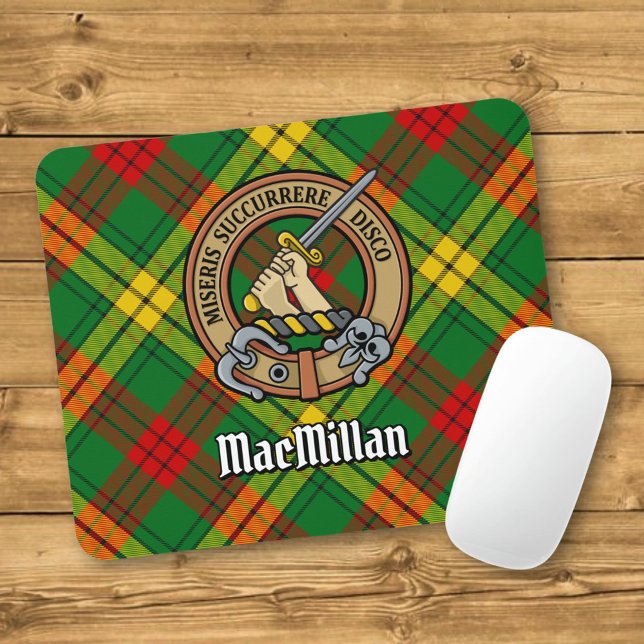 Clan MacMillan Crest over Tartan Mouse Mat (Creator Uploaded)