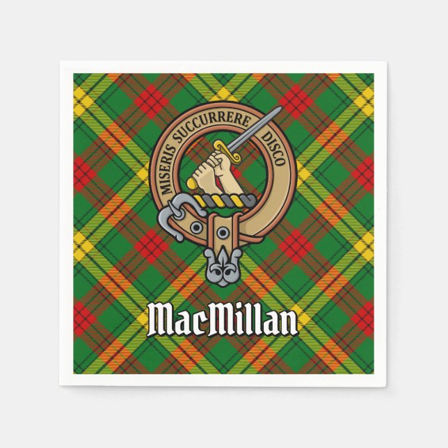 Clan MacMillan Crest over Tartan Napkin (Front)