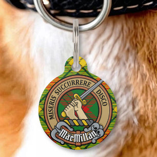 Clan MacMillan Crest over Tartan Pet Tag