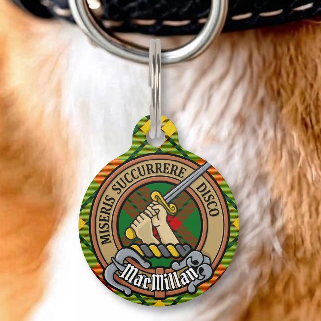 Clan MacMillan Crest over Tartan Pet Tag (Creator Uploaded)