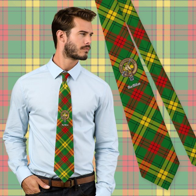 Clan MacMillan Crest over Tartan Tie (Creator Uploaded)