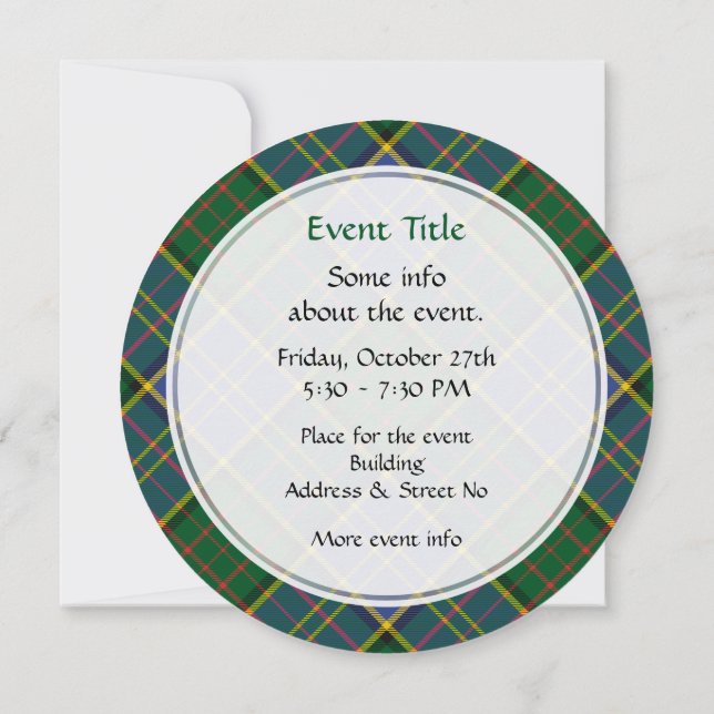 Clan MacMillan Hunting Tartan Invitation (Back)