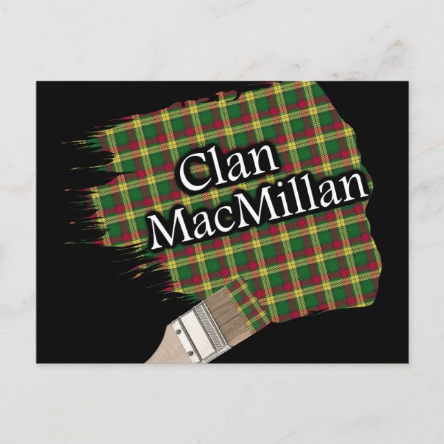 Clan MacMillan Scottish Tartan Paint Brush Postcard (Front)