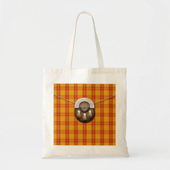 Clan MacMillan Tartan And Sporran Tote Bag (Front)