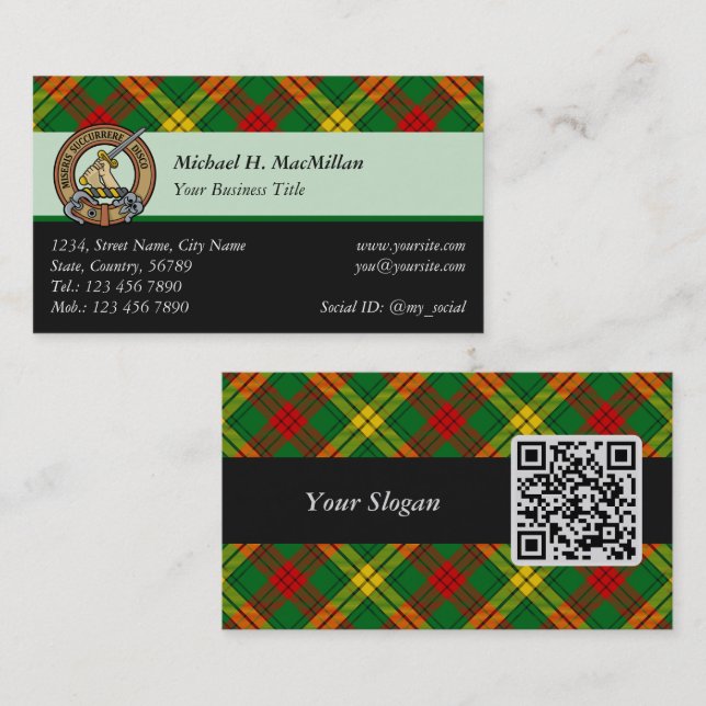 Clan MacMillan Tartan Business Card (Front/Back)