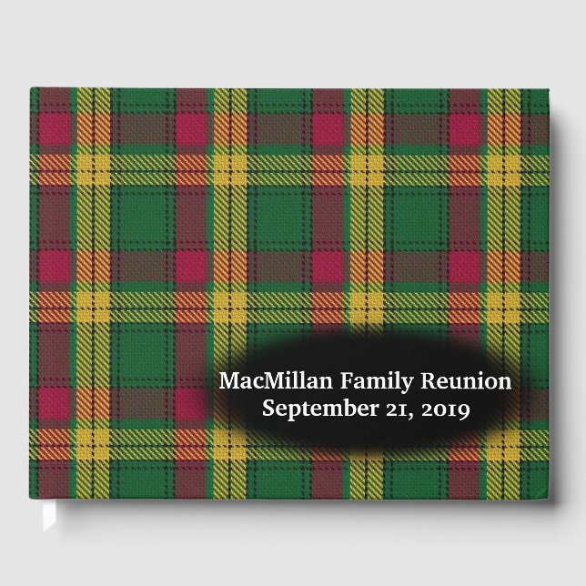 Clan MacMillan Tartan Plaid Family Reunion Guest Book (Front)