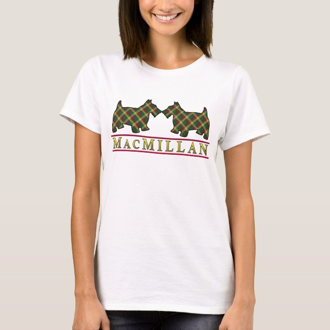 Clan MacMillan Tartan Scottie Dogs T-Shirt (Front)