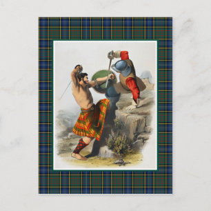 Clan MacMillan Vintage Illustration Tartan Frame Postcard