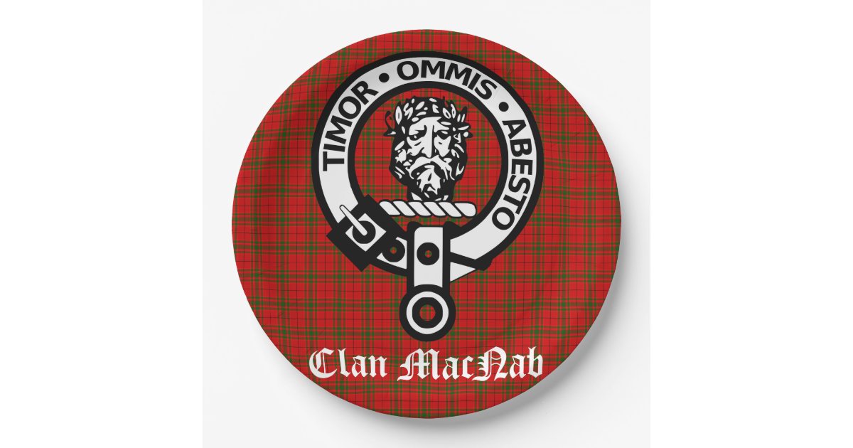 Clan MacNab Crest Badge and Tartan Paper Plate Zazzle