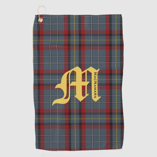 Clan MacNamara Tartan Plaid Monogram Golf Towel (Front)