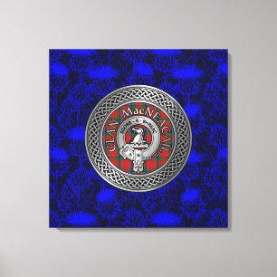 Clan MacNeacail Crest & Tartan Knot on Thistle Canvas Print