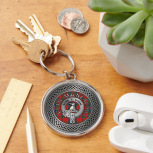 Clan MacNeacail   MacNicol Crest & Tartan Knot Key Ring