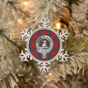 Clan MacNeacail (MacNicol/Nicolson) Crest & Tartan Snowflake Pewter Christmas Ornament