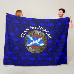 Clan MacNeacail Tartan Knot & Flag Fleece Blanket
