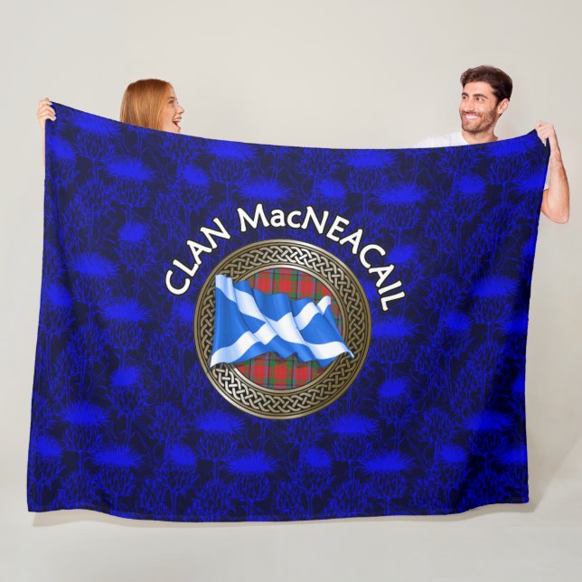Clan MacNeacail Tartan Knot & Flag Fleece Blanket (In Situ)