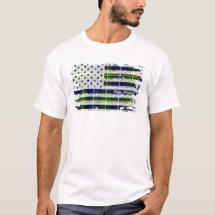 Clan Macneil American Flag Scottish Tartan T-Shirt
