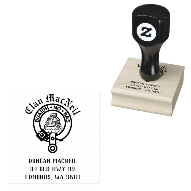 Clan MacNeil Crest Badge Customisable  Rubber Stamp (Stamped)