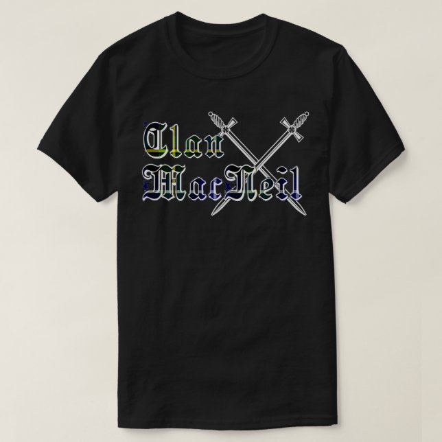 Clan MacNeil surname last name Scottish Tartan  T-Shirt (Design Front)